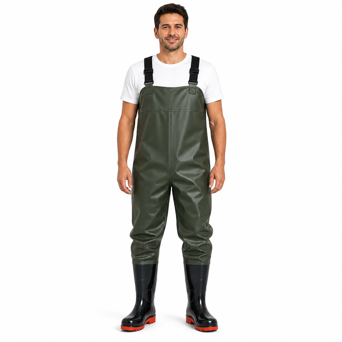 Heavy-Duty PVC Chest Waders with Boots | Snag-Free Design & Inner Pocket