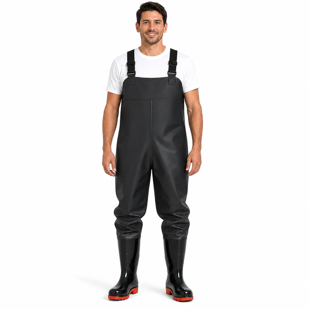 Heavy-Duty PVC Chest Waders with Boots | Snag-Free Design & Inner Pocket