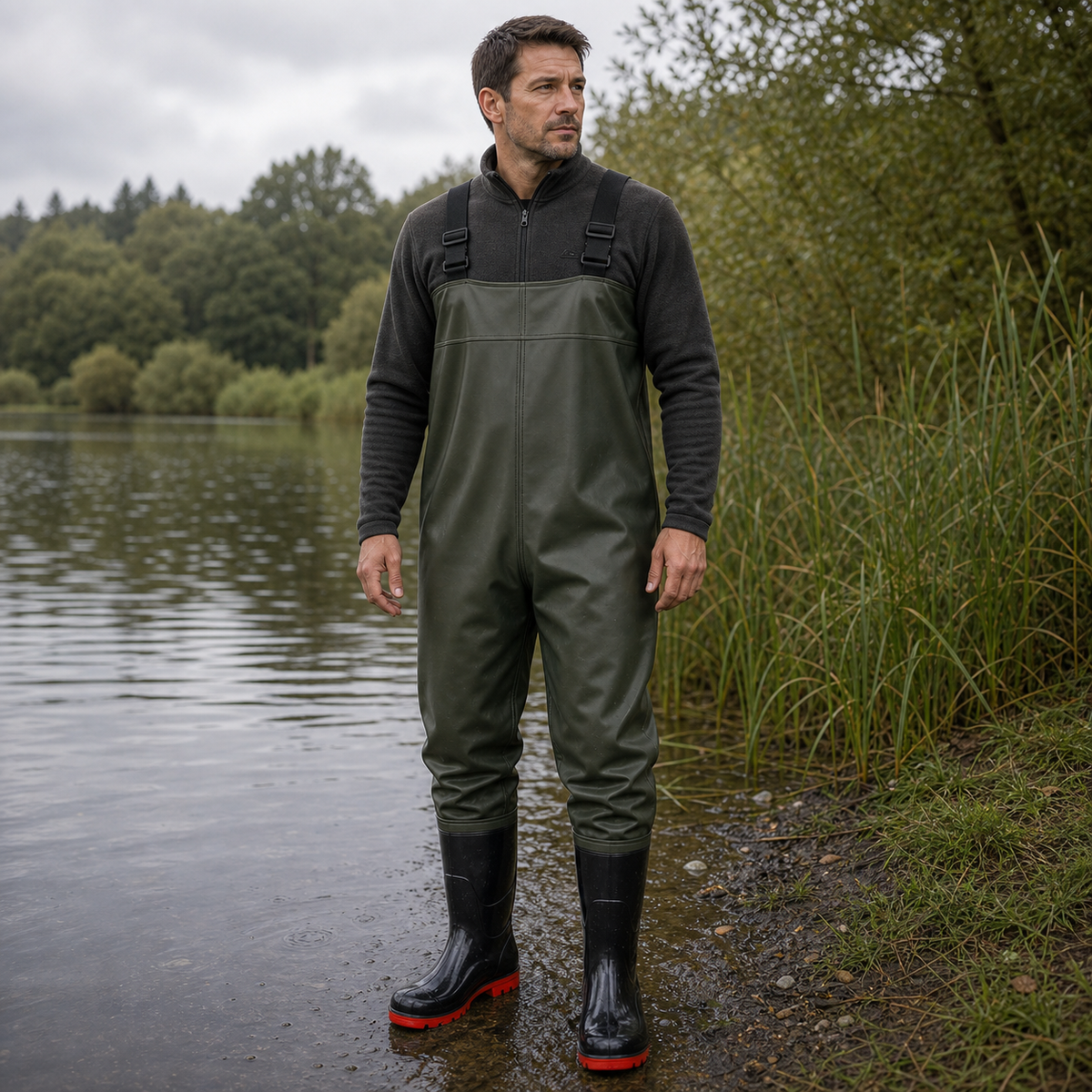 Heavy-Duty PVC Chest Waders with Boots | Snag-Free Design & Inner Pocket