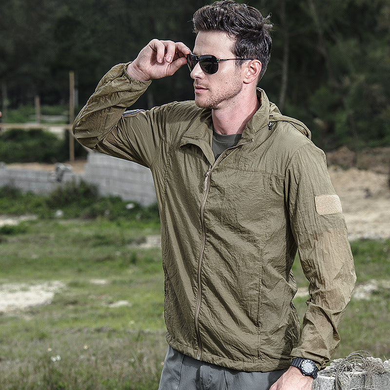Men’s Quick-Dry UPF 50+ Summer Outdoor Hooded Shell Jacket