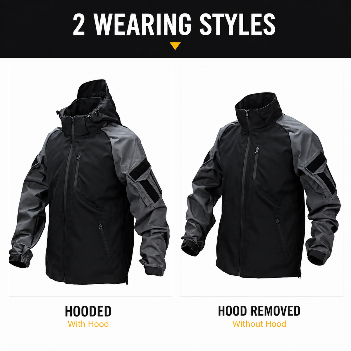Men's Tactical Hooded Waterproof Jacket – Outdoor Utility Windbreaker
