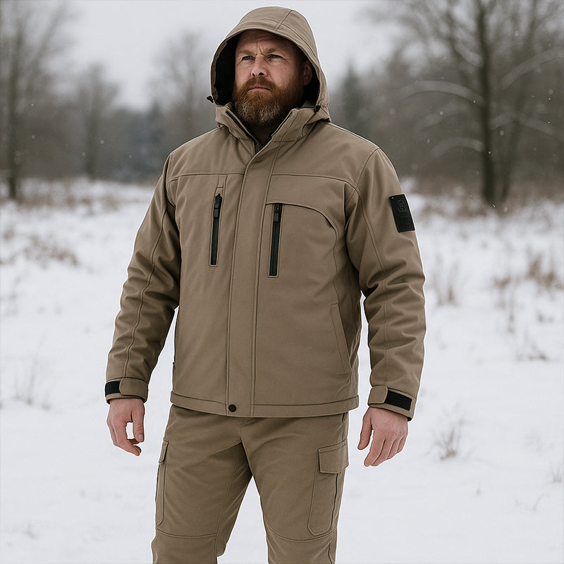 Men’s Softshell Fleece-Lined Waterproof Outdoor Jacket & Trousers Set