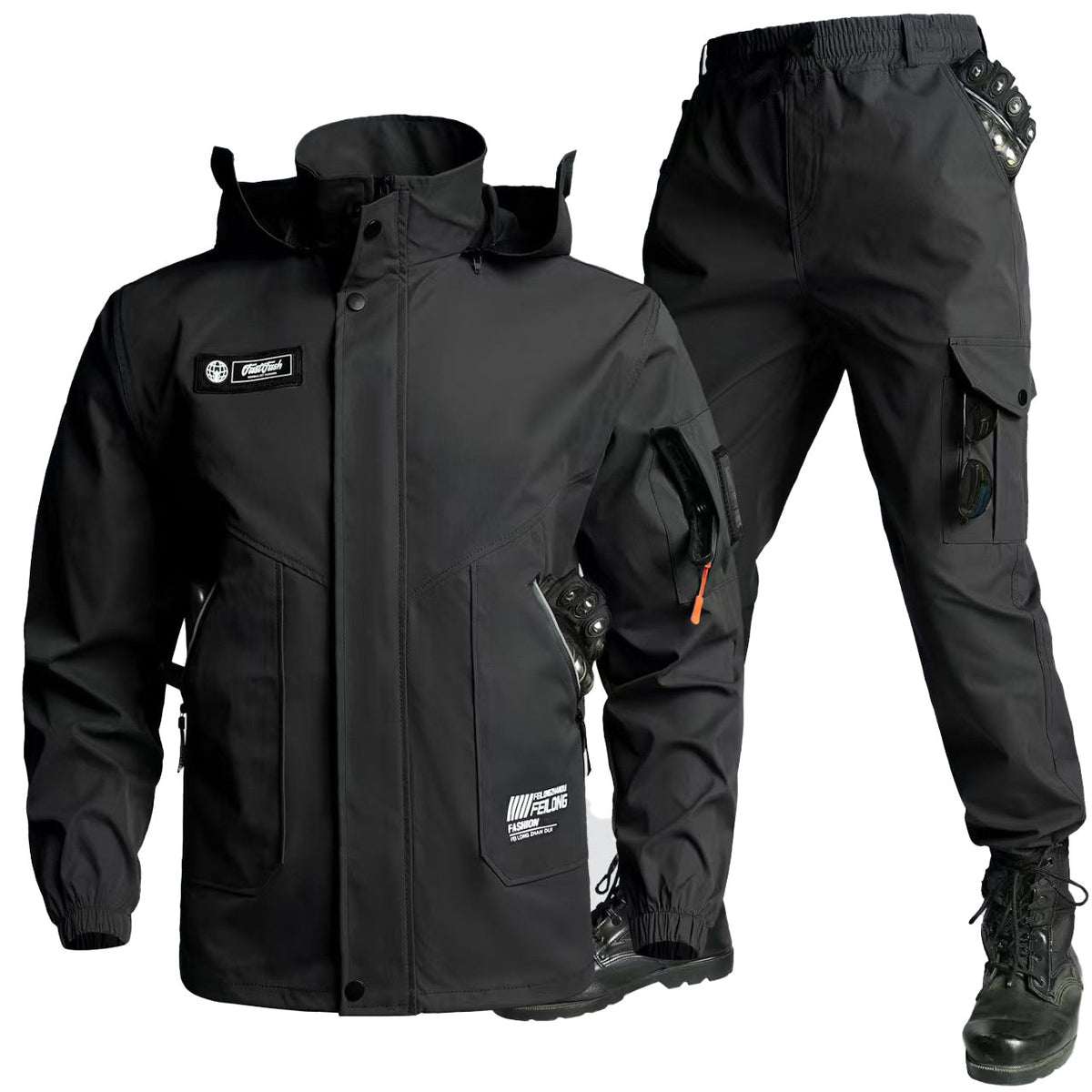 Men's Tactical Softshell Jacket & Cargo Pants Set – Multi-Pocket Outdoor Workwear Suit