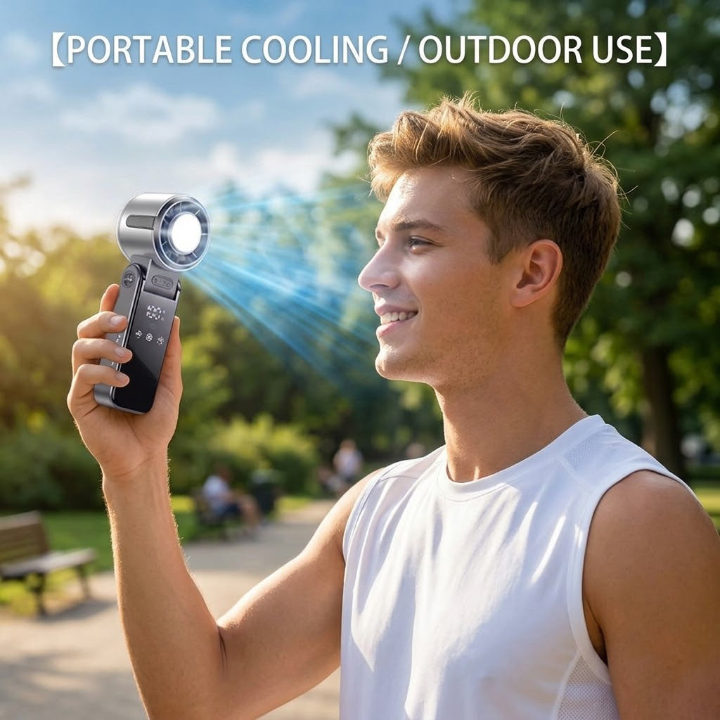Portable Handheld Fan Rechargeable USB Desk Fan 5-Speed Adjustable Personal Cooling Fan with 6000mAh Battery