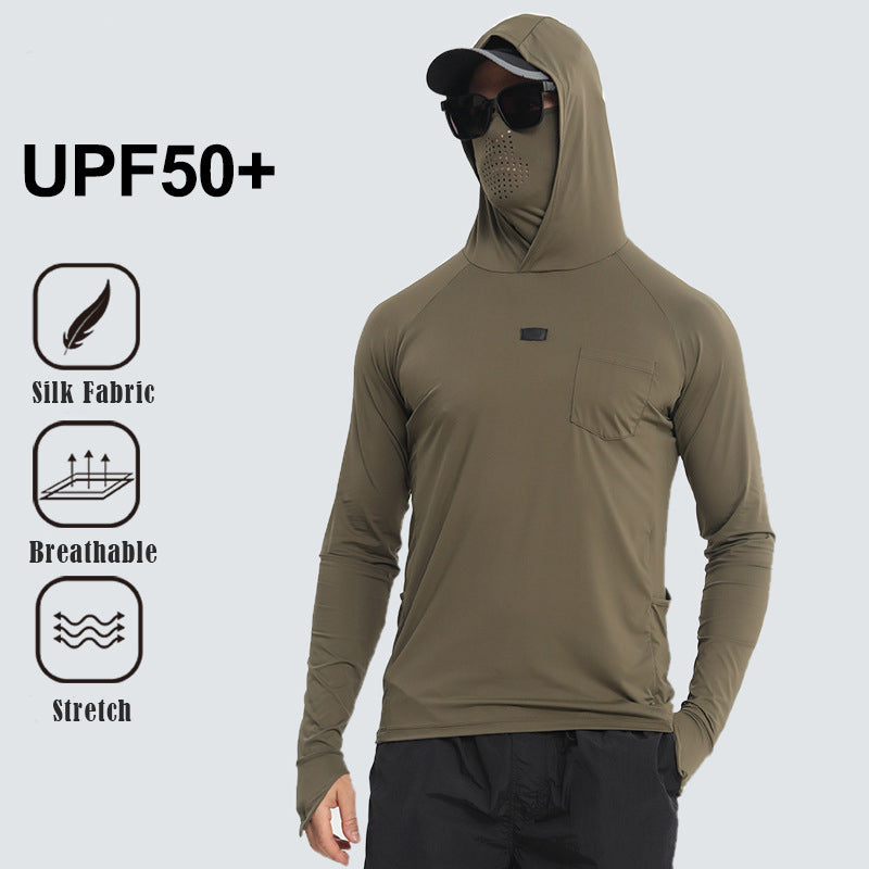 UPF 50+ Hooded Sun Shirt | Lightweight Quick-Dry Fishing Top with Built-In Snood