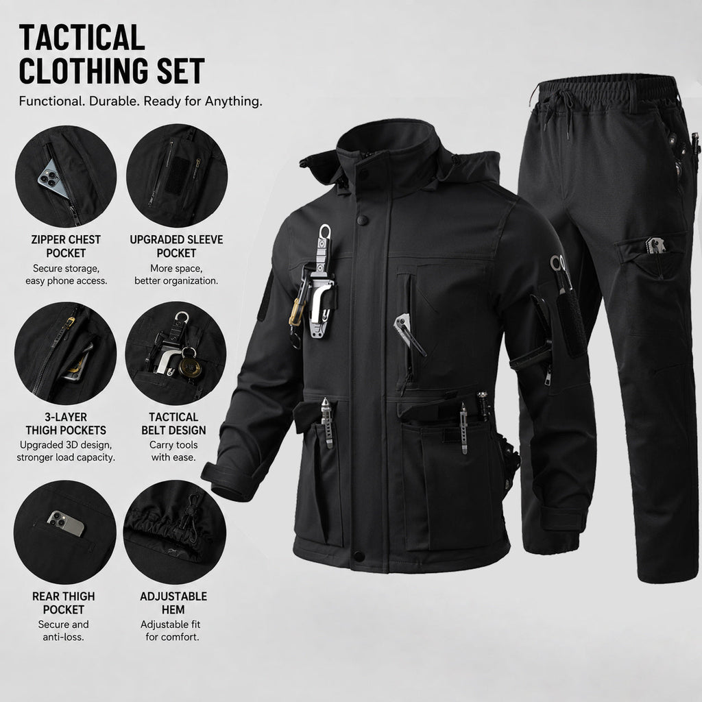 Men's Jacket & Cargo Pants Set Tactical Uniform – Multi-Pocket Windproof Workwear Outfit