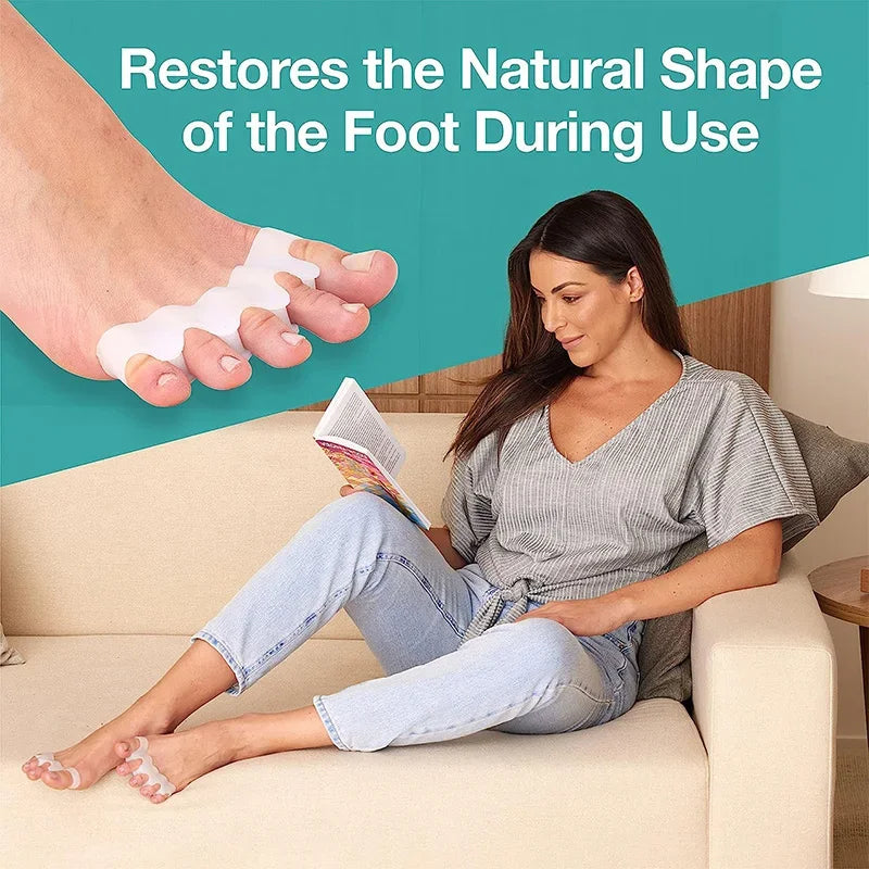 1 par de ortopédicos de dedo do pé de silicone macio, separadores de dedo do pé, ortopédicos de joanete e dedo do pé de martelo, adequados para corrida e prática de ioga