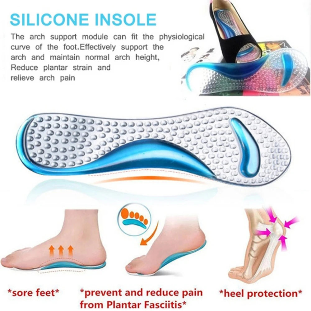 Palmilhas de silicone para sapatos femininos Flat Feet Arch Support Palmilhas de Gel Ortopédico para Salto Alto Inserções Massagem nos Pés Almofadas para Sapatos