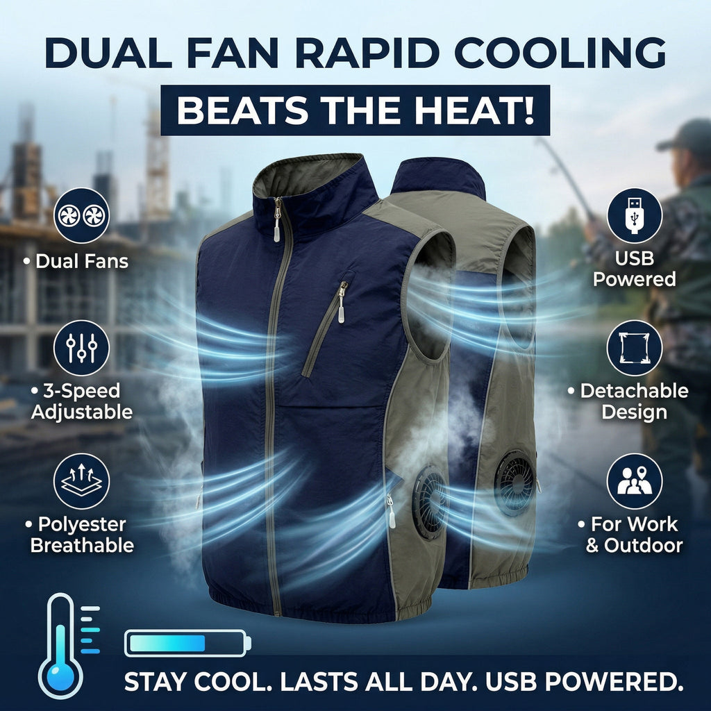 Retro Air Cooling Vest with 2 Fans – Electric Cooling Vest for Outdoor Activities