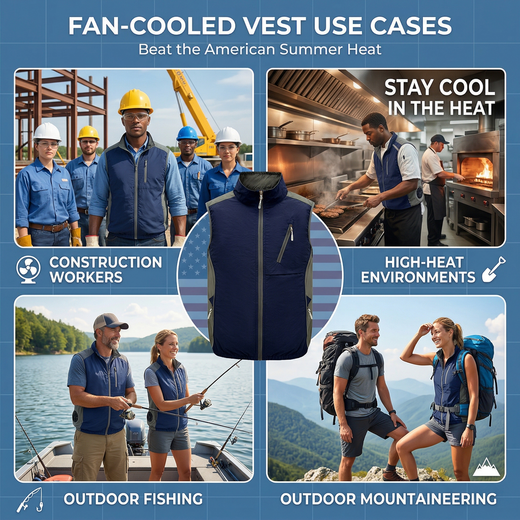 Retro Air Cooling Vest with 2 Fans – Electric Cooling Vest for Outdoor Activities