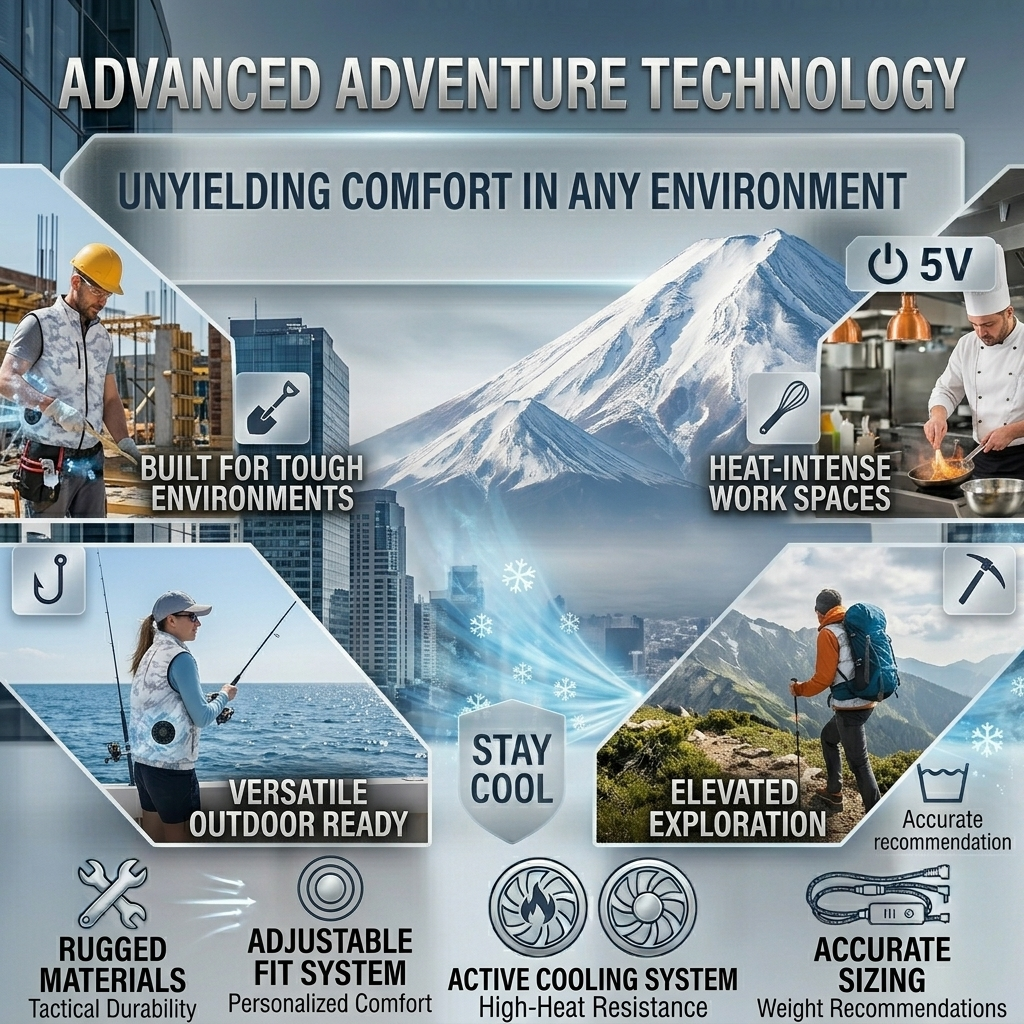 Tactical 2-Fan Electric Air Cooling Vest – Outdoor Leisure & Fishing Gear, Heatstroke Prevention