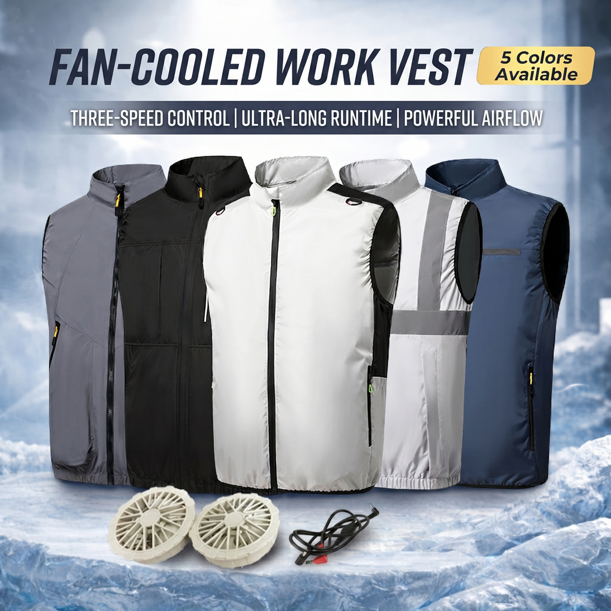 Summer Outdoor Air Cooling Vest with 2 Fans – Electric Work Vest for Fishing & Work