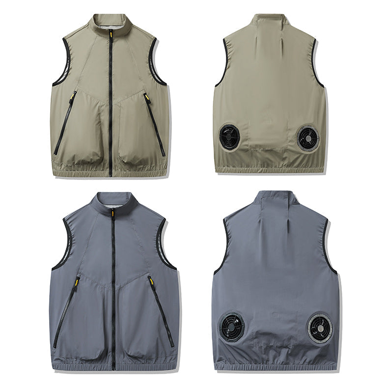 Summer Outdoor Air Cooling Vest with 2 Fans – Electric Work Vest for Fishing & Work