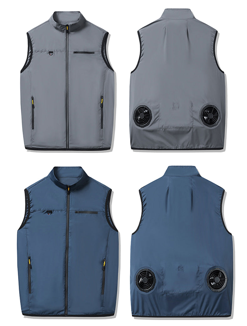 Summer Outdoor Air Cooling Vest with 2 Fans – Electric Work Vest for Fishing & Work