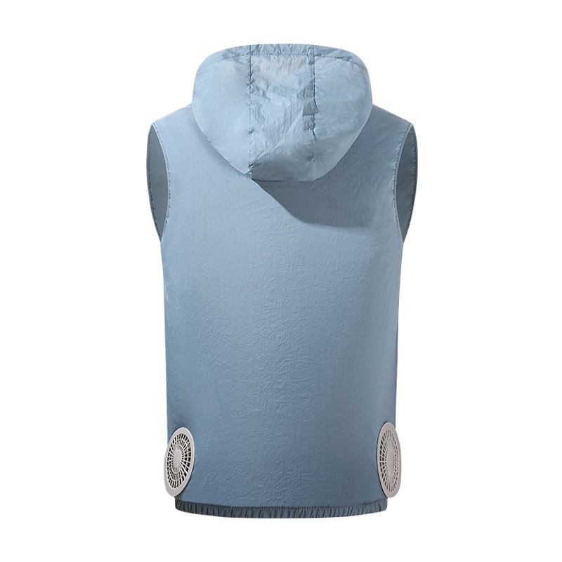 Summer Hooded Air Cooling Vest with 2 Fans – Men & Women Outdoor Heat Relief