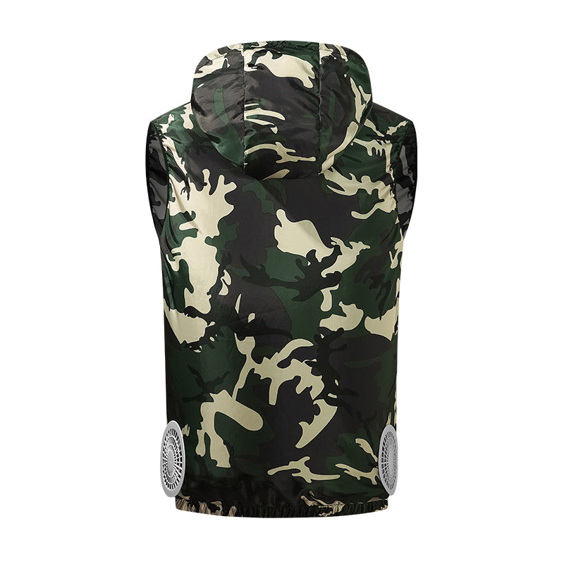 Summer Hooded Air Cooling Vest with 2 Fans – Men & Women Outdoor Heat Relief