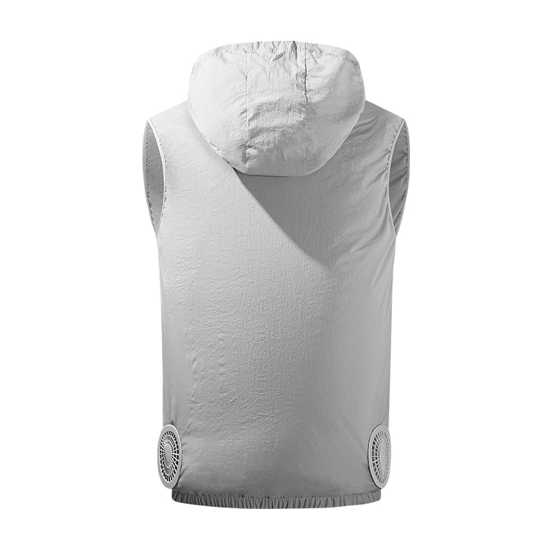 Summer Hooded Air Cooling Vest with 2 Fans – Men & Women Outdoor Heat Relief