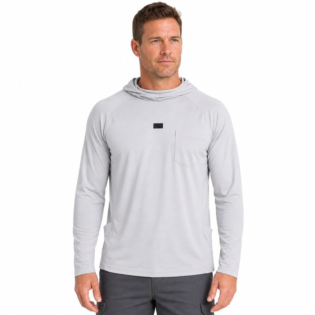 UPF 50+ Hooded Sun Shirt | Lightweight Quick-Dry Fishing Top with Built-In Snood